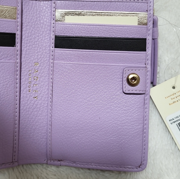 NWT! RADLEY LONDON Medium Purple Leather Bifold Wallet! - Picture 8 of 12
